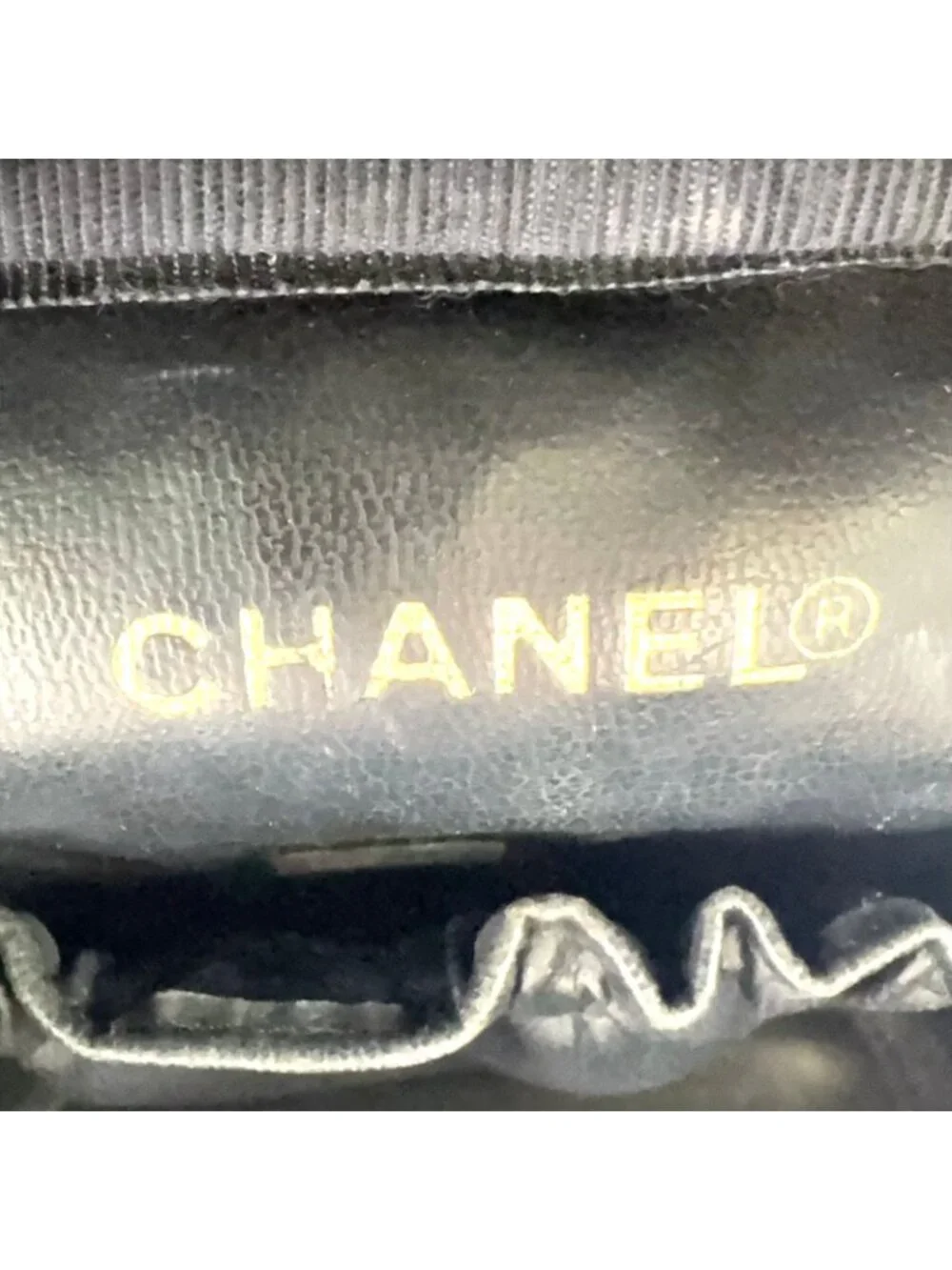 Chanel CC Logo Vanity Caviar Leather Black Pouch Gold